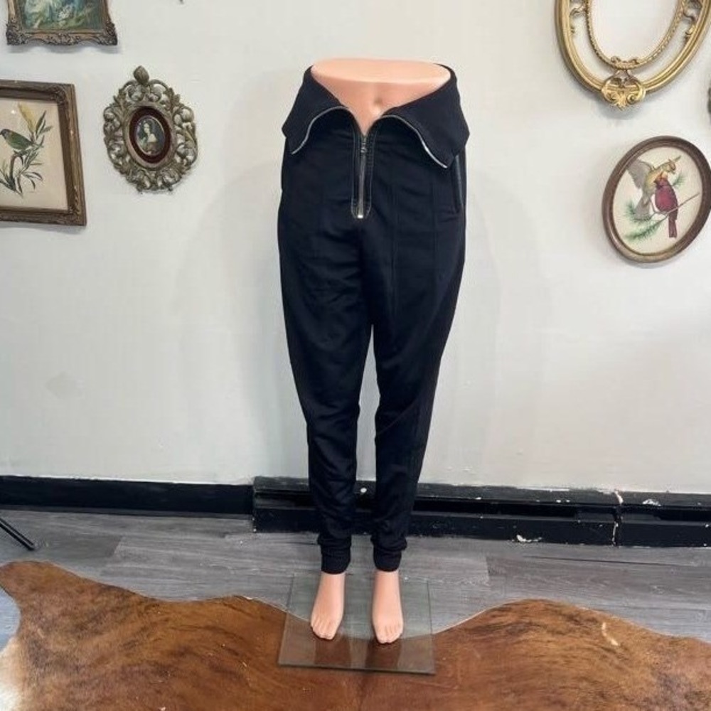 Marithe Francois Girbaud Black High Waist Zip Trousers 48